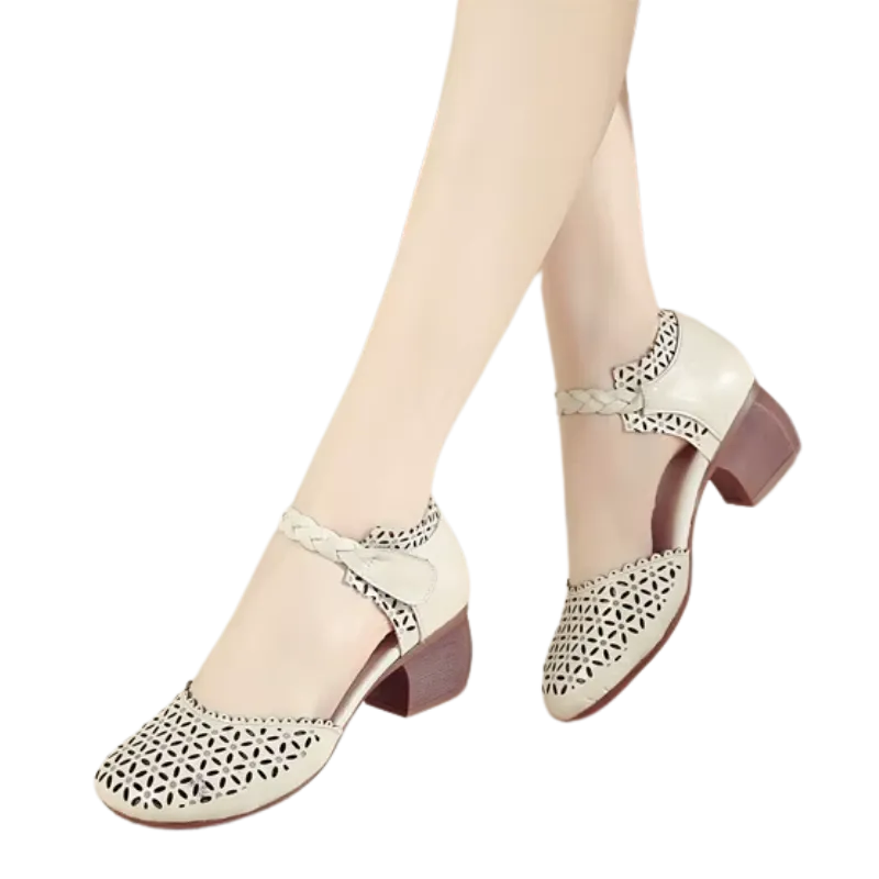 Genuine Leather Flat Sandals – Handmade Flower Summer Shoes