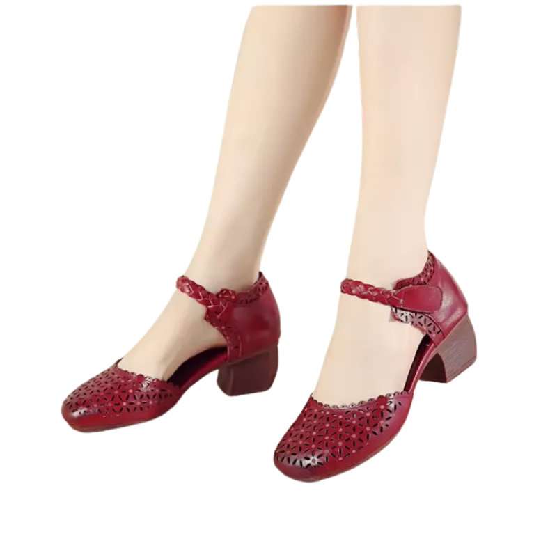 Genuine Leather Flat Sandals – Handmade Flower Summer Shoes