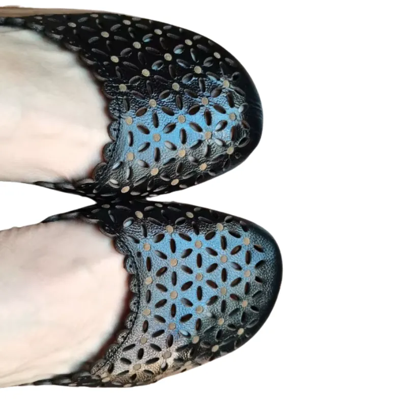 Genuine Leather Flat Sandals – Handmade Flower Summer Shoes