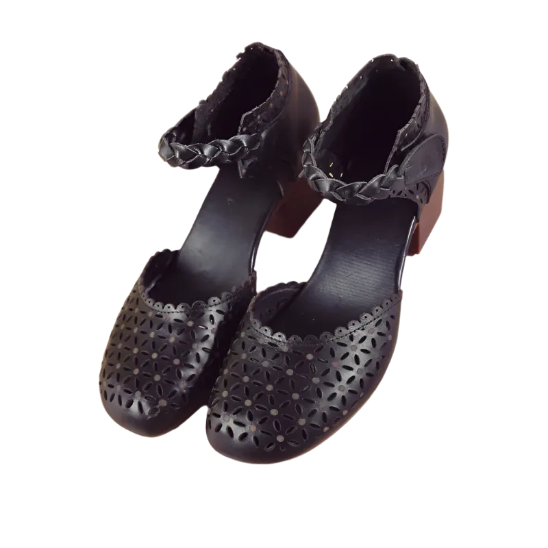 Genuine Leather Flat Sandals – Handmade Flower Summer Shoes
