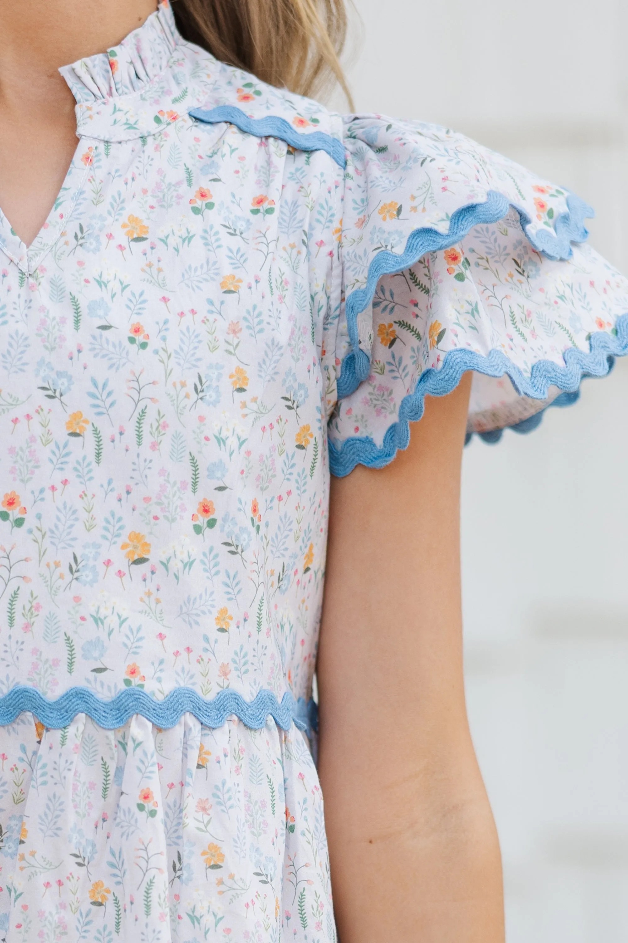 Girls: Come For It Blush Pink Ditsy Floral Babydoll Dress