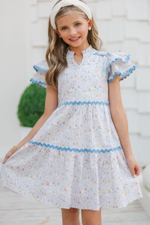 Girls: Come For It Blush Pink Ditsy Floral Babydoll Dress
