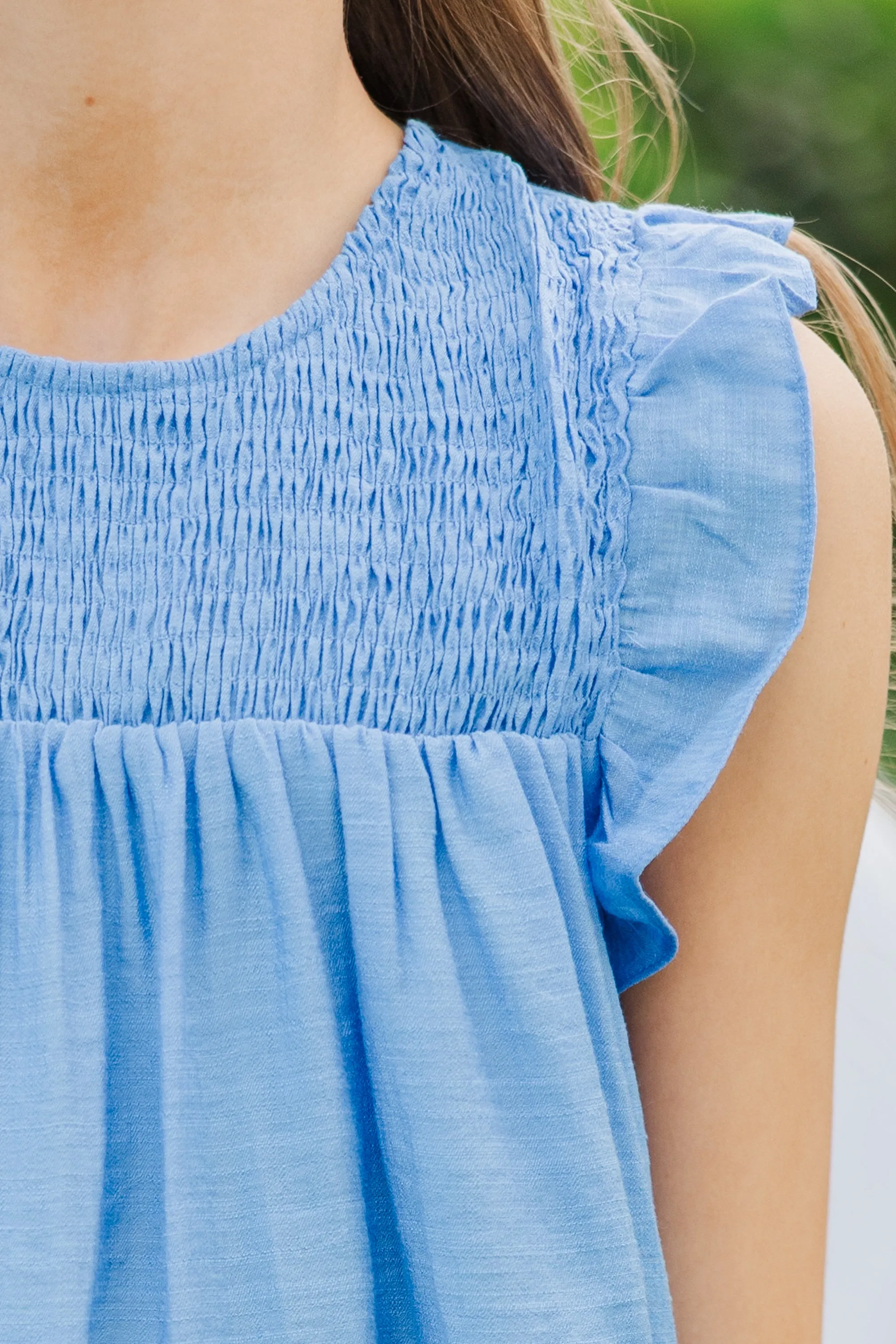 Girls: Longing For Love Blue Ruffled Dress