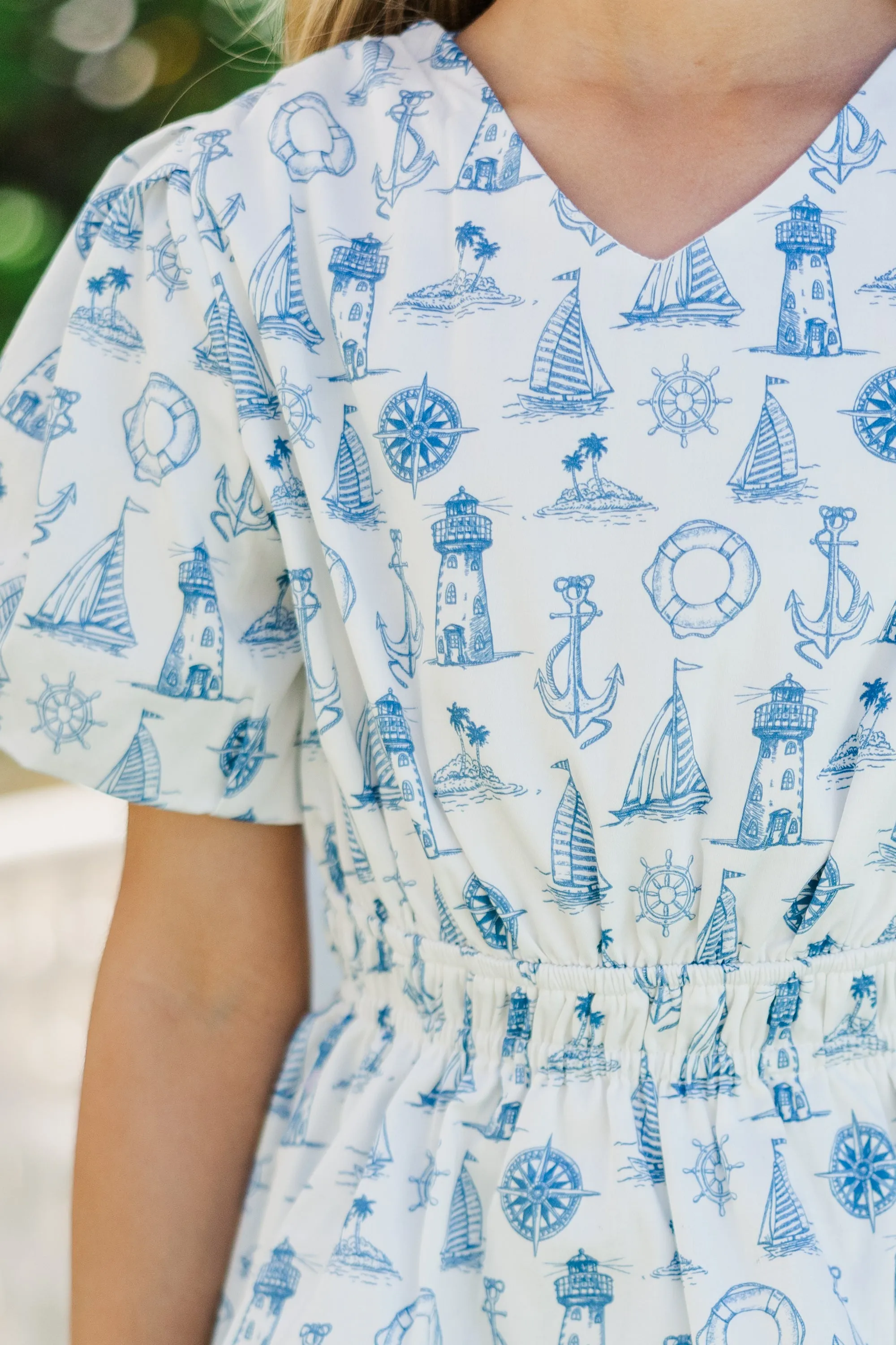 Girls: The Anna Katherine Navy Nautical Toile Dress