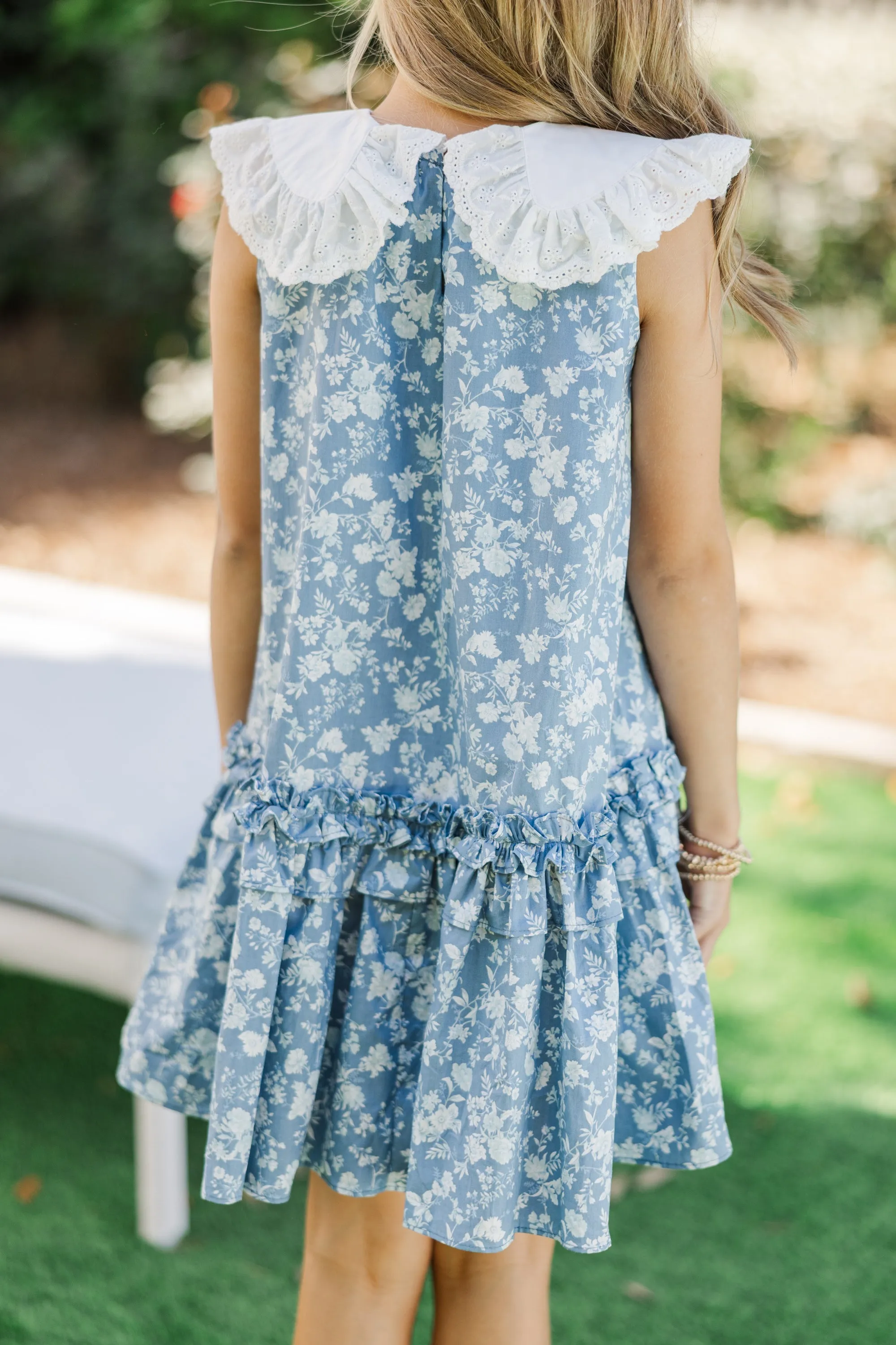 Girls: The Anne Light Blue Floral Dress