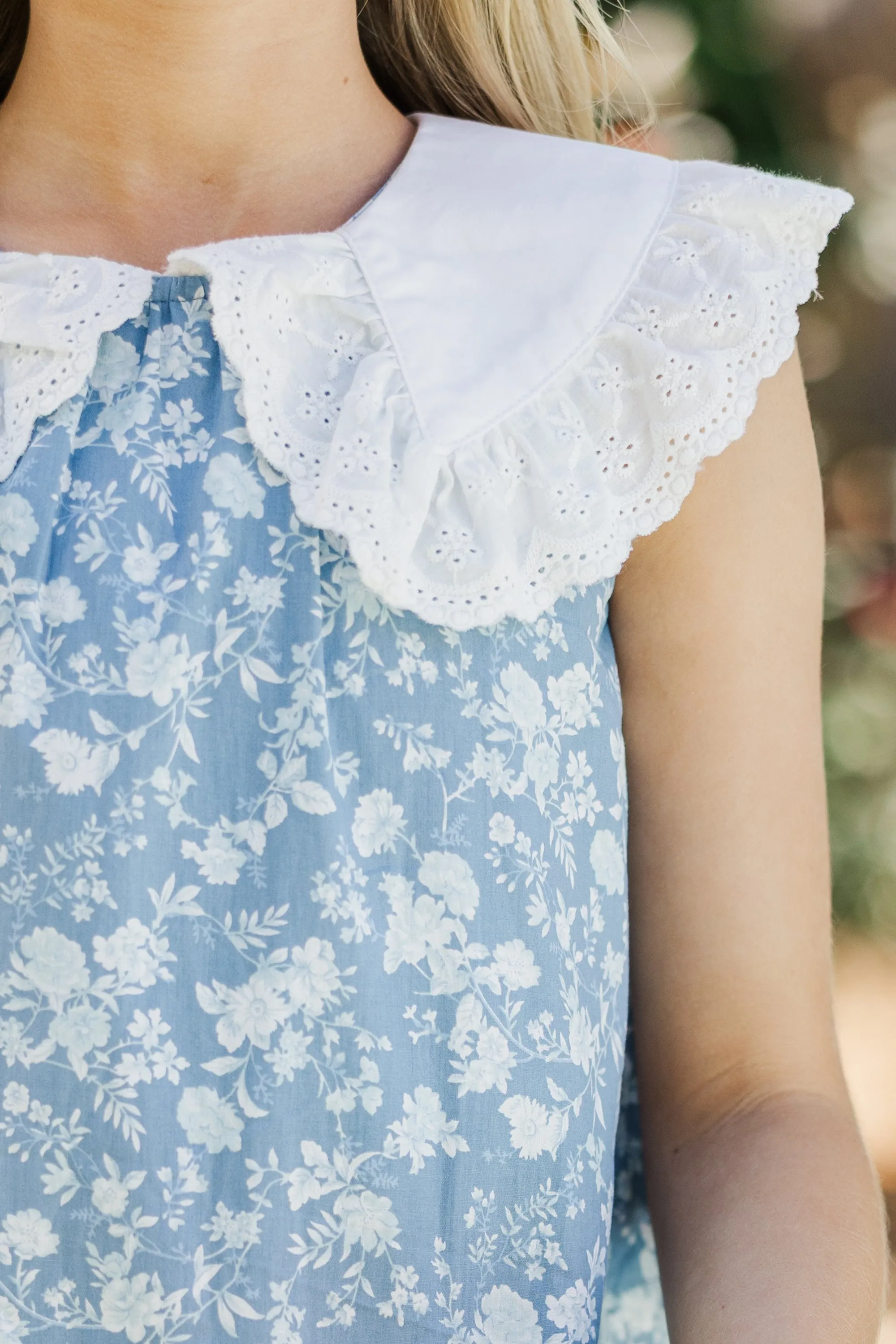 Girls: The Anne Light Blue Floral Dress