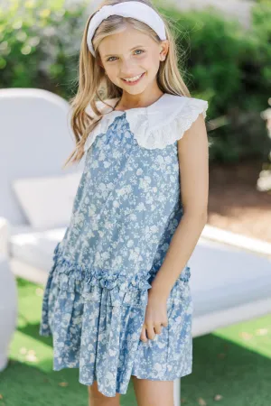 Girls: The Anne Light Blue Floral Dress