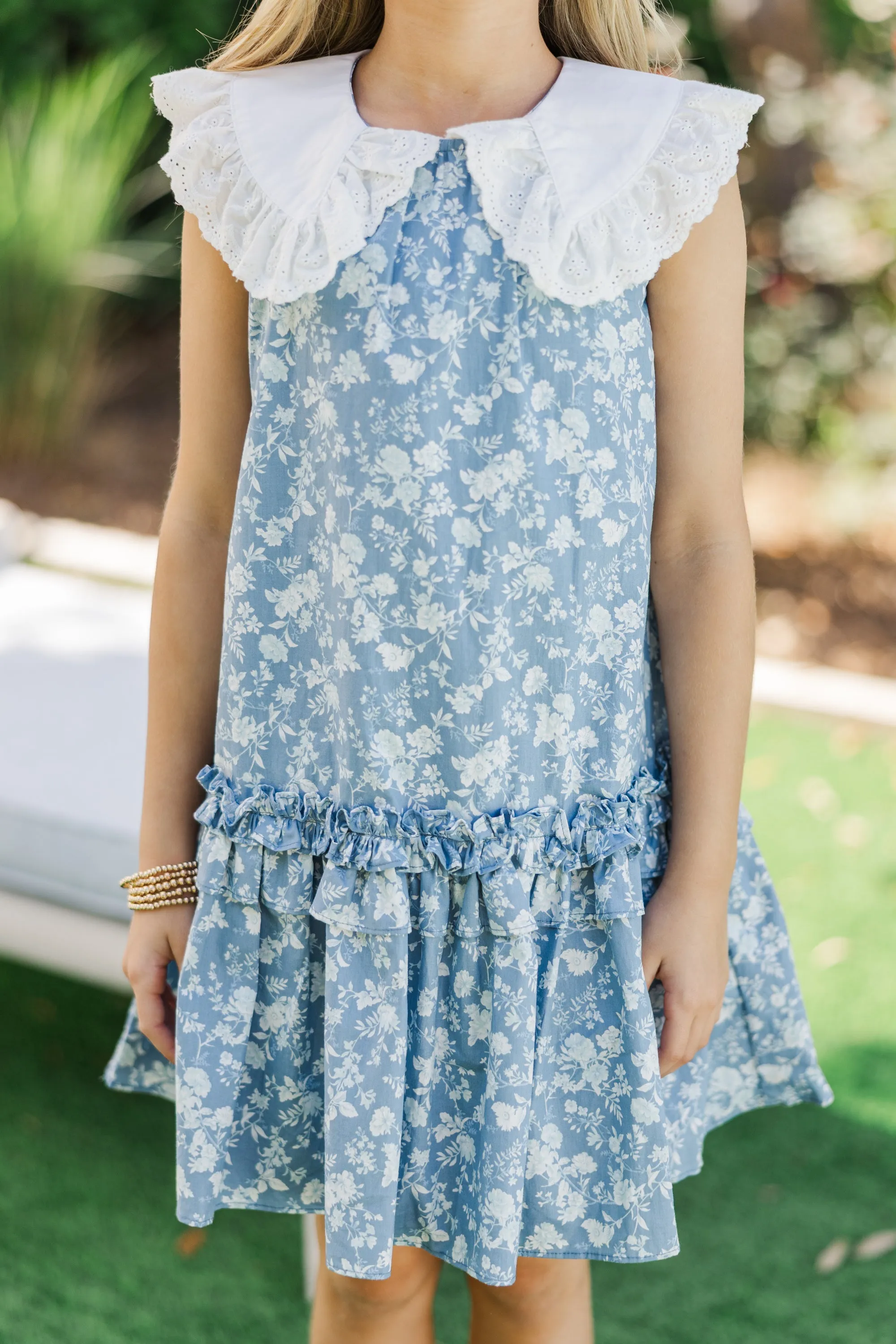 Girls: The Anne Light Blue Floral Dress