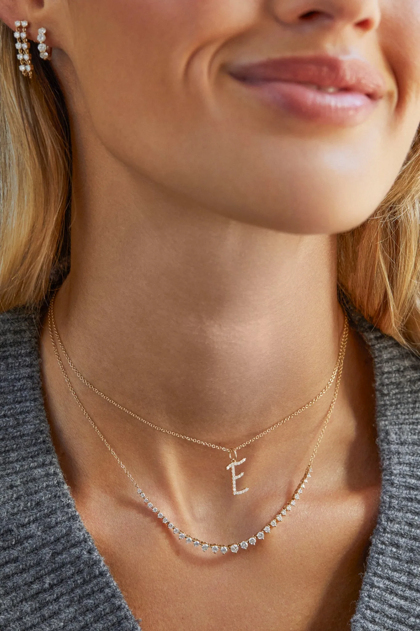Gold Every Length Script Initial Chain Necklace