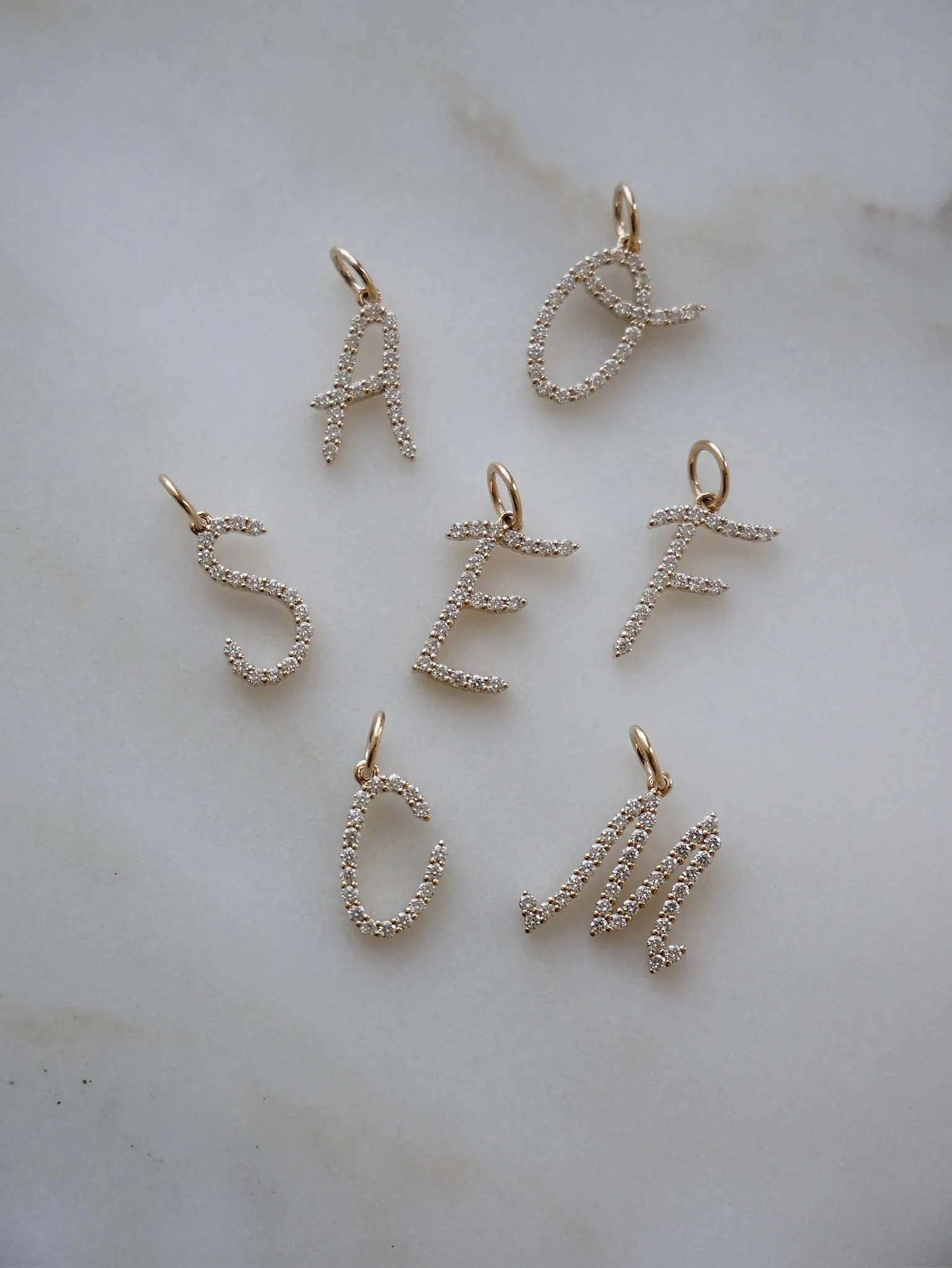 Gold Every Length Script Initial Chain Necklace