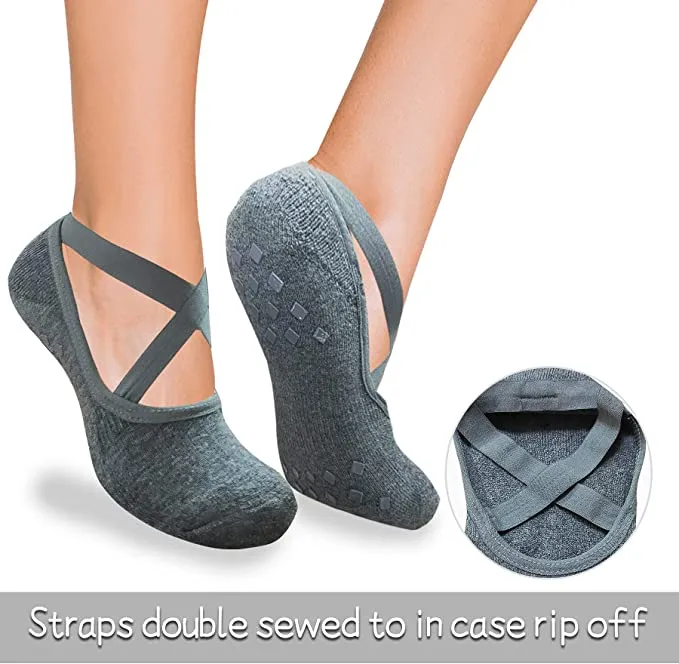 Grey Grip Socks Yoga Socks with Grips for Women and Men