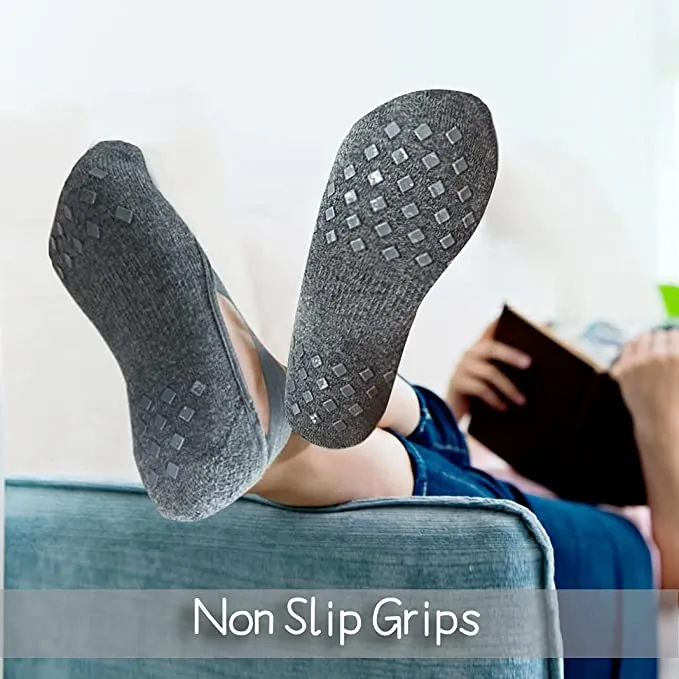 Grey Grip Socks Yoga Socks with Grips for Women and Men