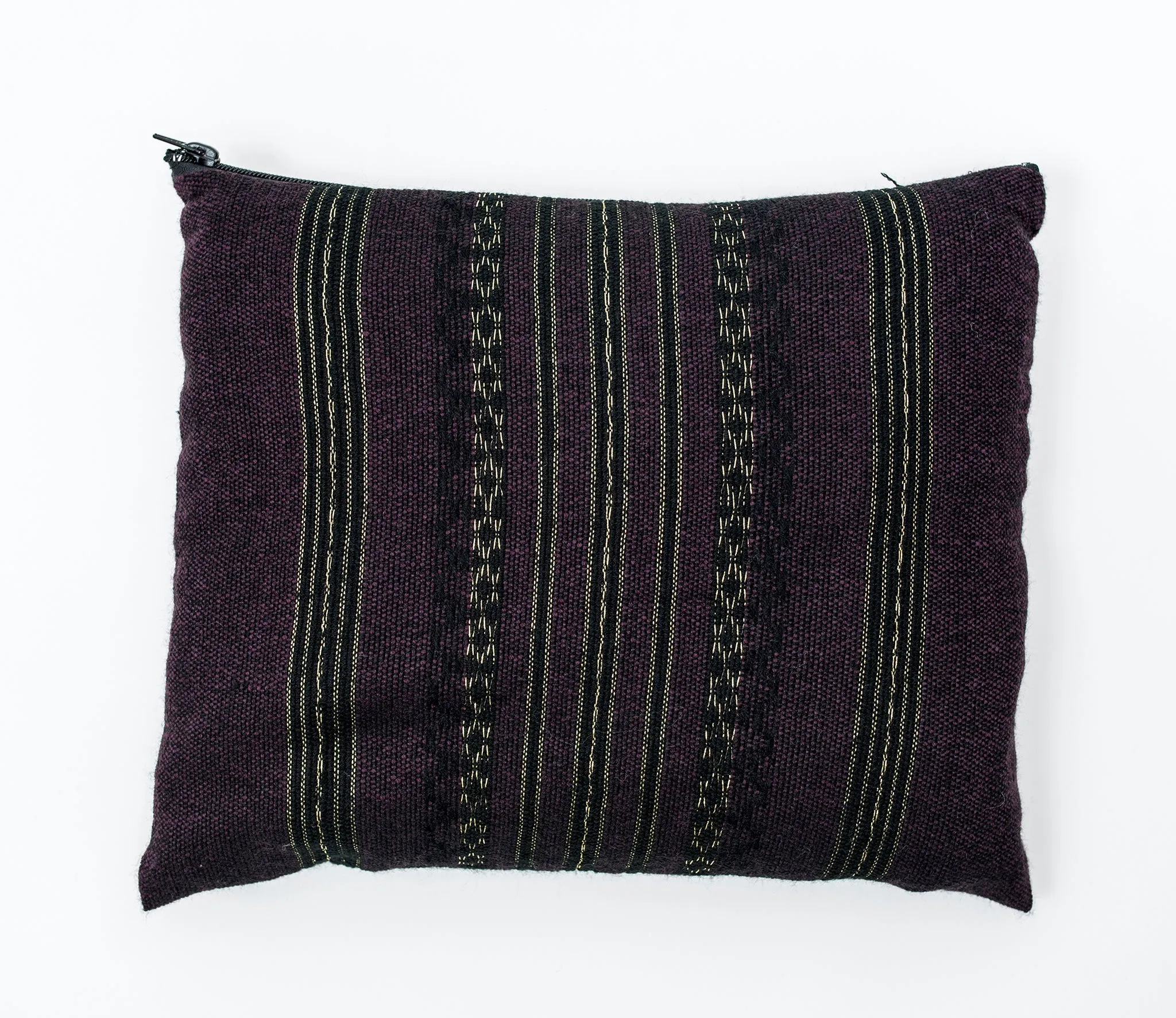Hagar - Wool Tallit - Black and Gold Design on Purple
