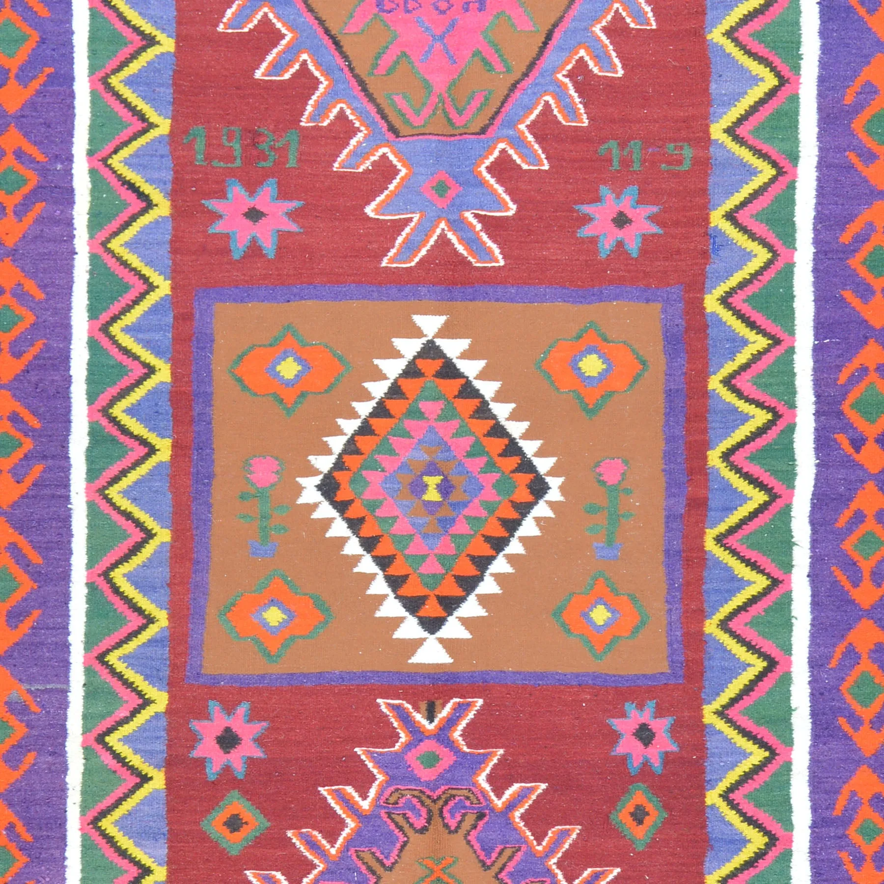 Hand-Woven Flatweave Geometric Design Kilim Rug (Size 5.0 X 12.7) Cwral-8262
