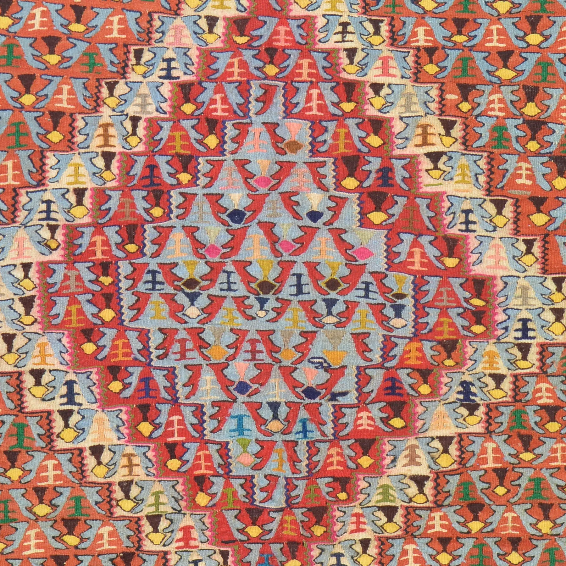 Hand-Woven Persian Sennah Kilim Geometric Design Wool Rug (Size 3.11 X 4.11) Cwral-7722