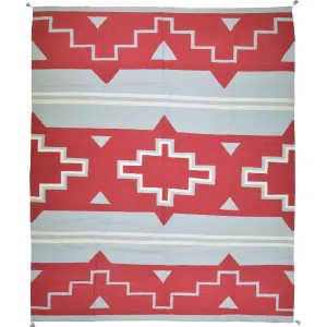 Hand-Woven Reversible Southwestern Design Handmade Wool Kilim (Size 8.7 X 10.0) Cwral-10308