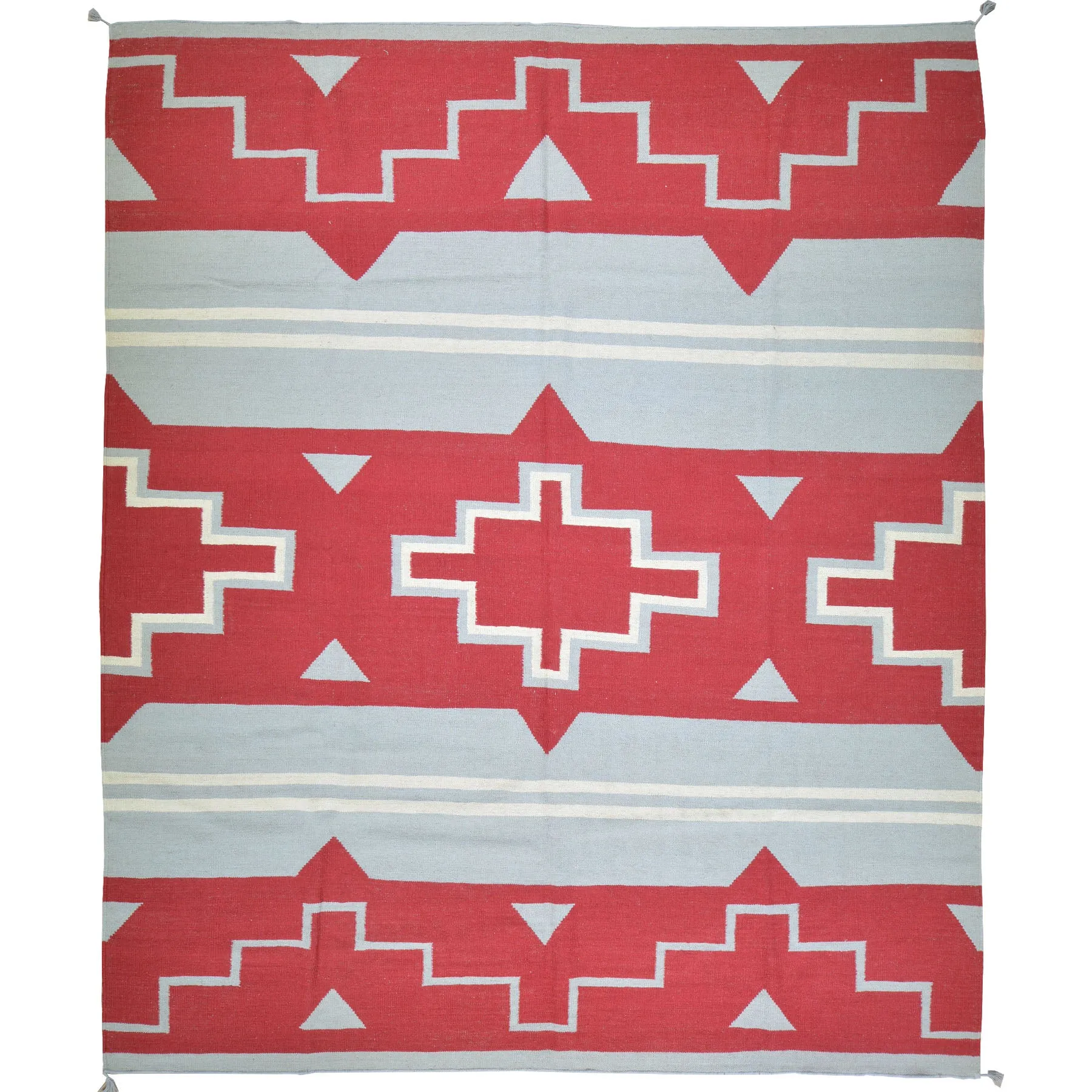 Hand-Woven Reversible Southwestern Design Handmade Wool Kilim (Size 8.7 X 10.0) Cwral-10308