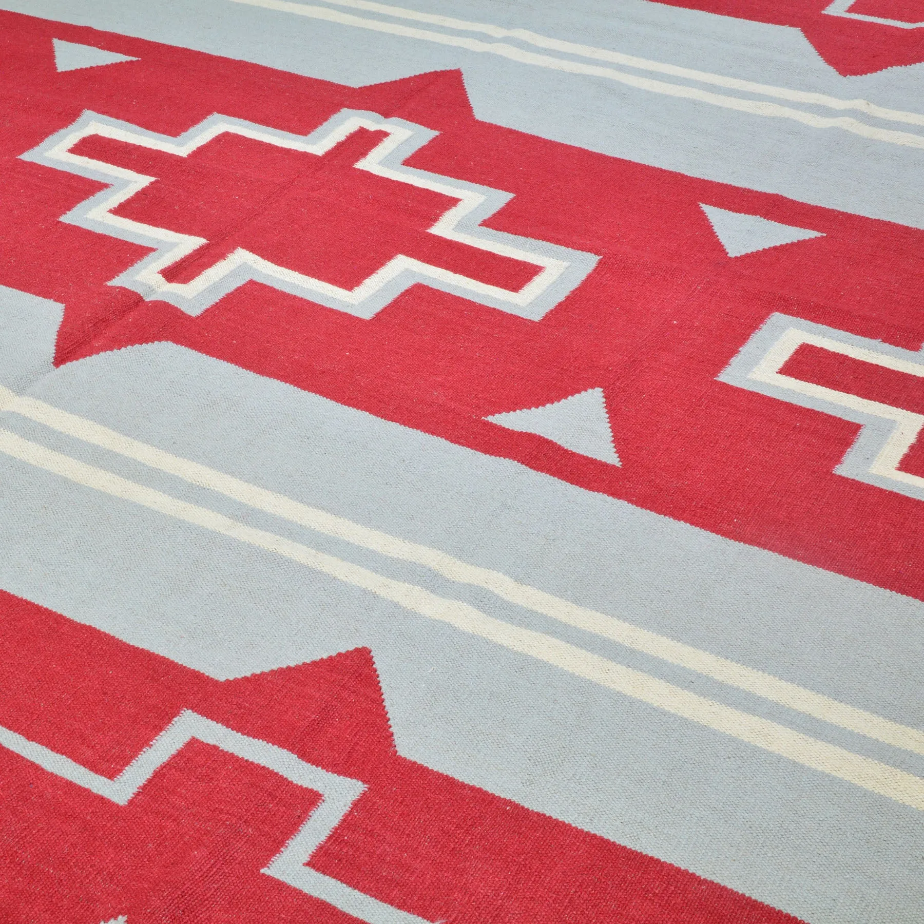 Hand-Woven Reversible Southwestern Design Handmade Wool Kilim (Size 8.7 X 10.0) Cwral-10308