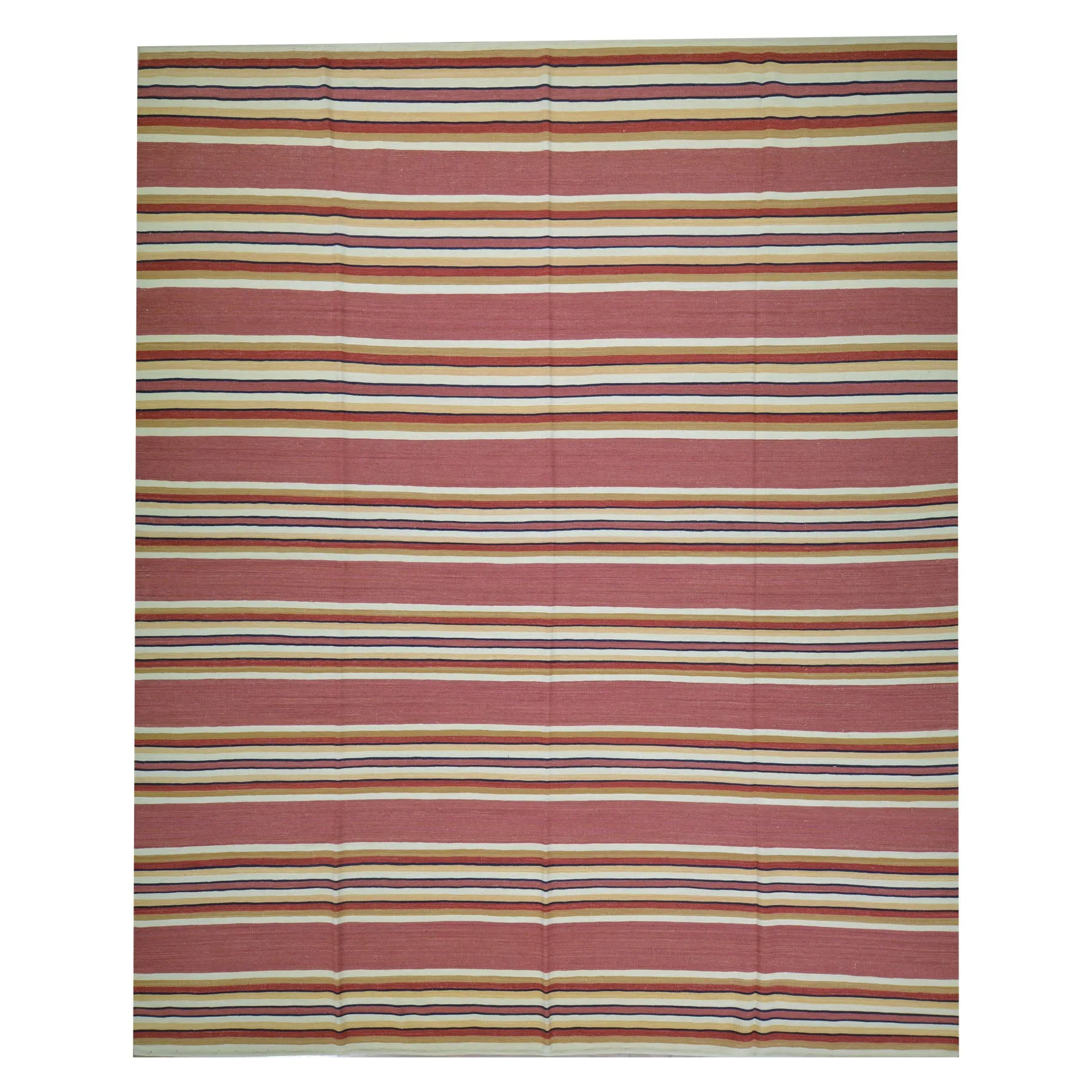 Hand-Woven Reversible Striped Design Kilim Wool Handmade Rug (Size 8.5 X 10.4) Cwral-10173