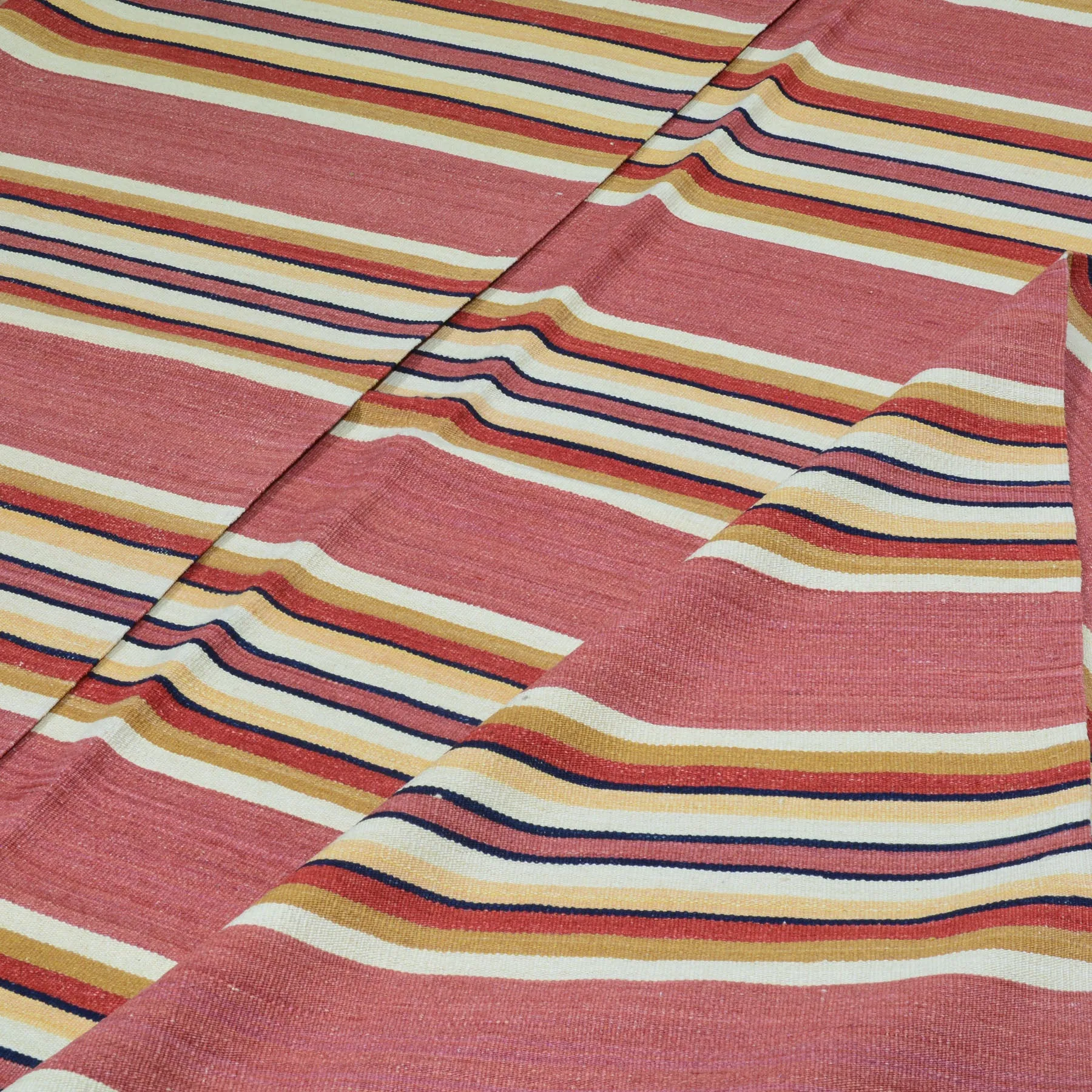 Hand-Woven Reversible Striped Design Kilim Wool Handmade Rug (Size 8.5 X 10.4) Cwral-10173