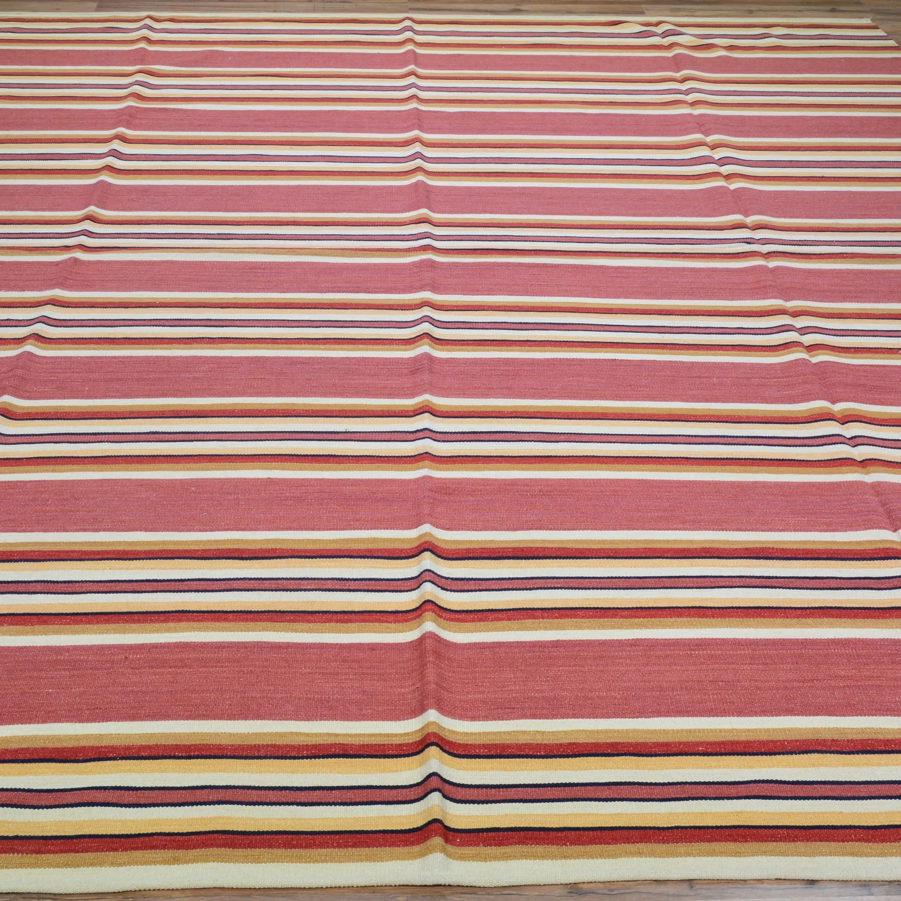 Hand-Woven Reversible Striped Design Kilim Wool Handmade Rug (Size 8.5 X 10.4) Cwral-10173