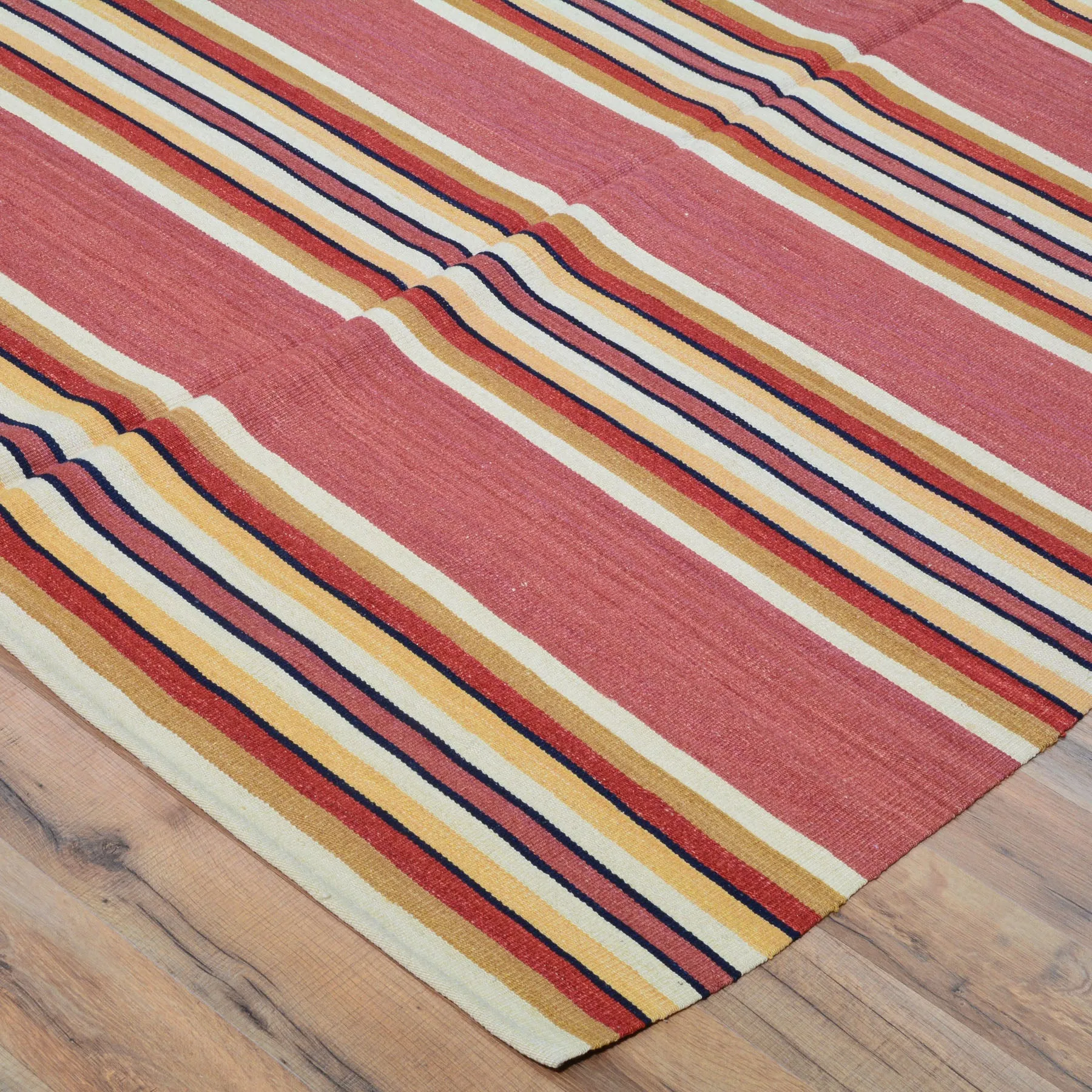 Hand-Woven Reversible Striped Design Kilim Wool Handmade Rug (Size 8.5 X 10.4) Cwral-10173