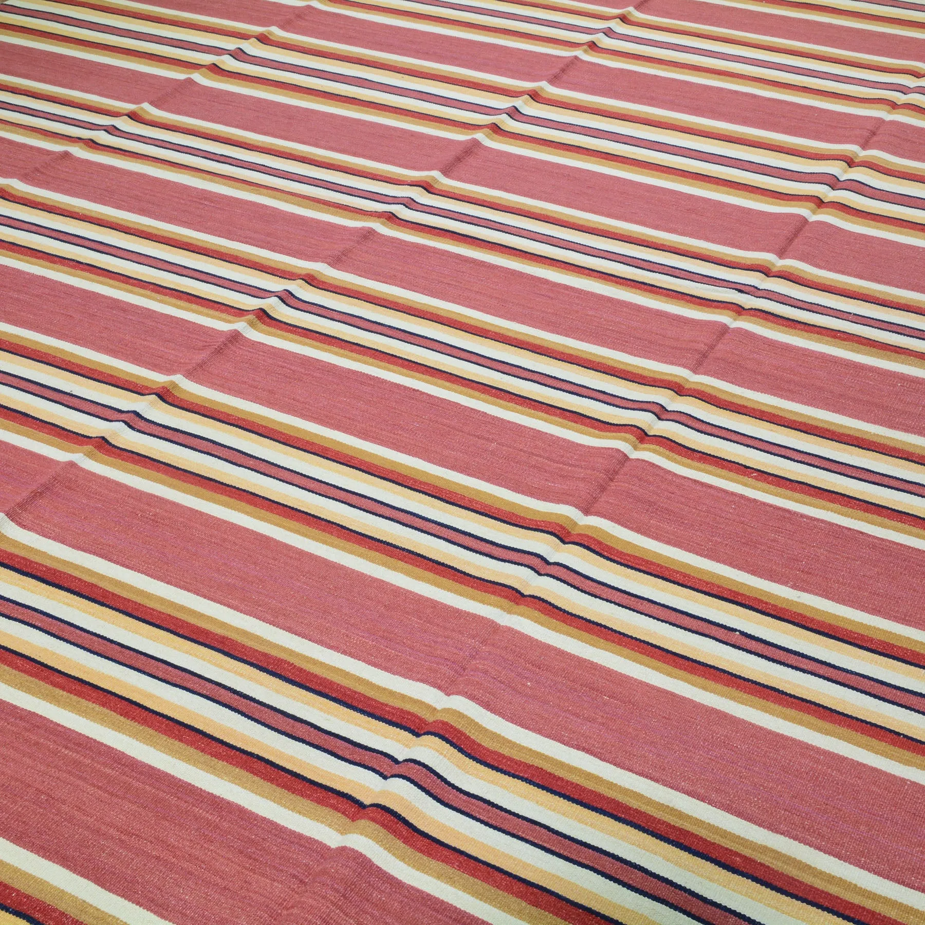 Hand-Woven Reversible Striped Design Kilim Wool Handmade Rug (Size 8.5 X 10.4) Cwral-10173