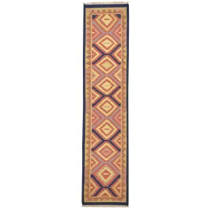 Hand-Woven Southwestern Design Handmade 100% Wool Rug (Size 2.7 X 11.3) Cwral-5082