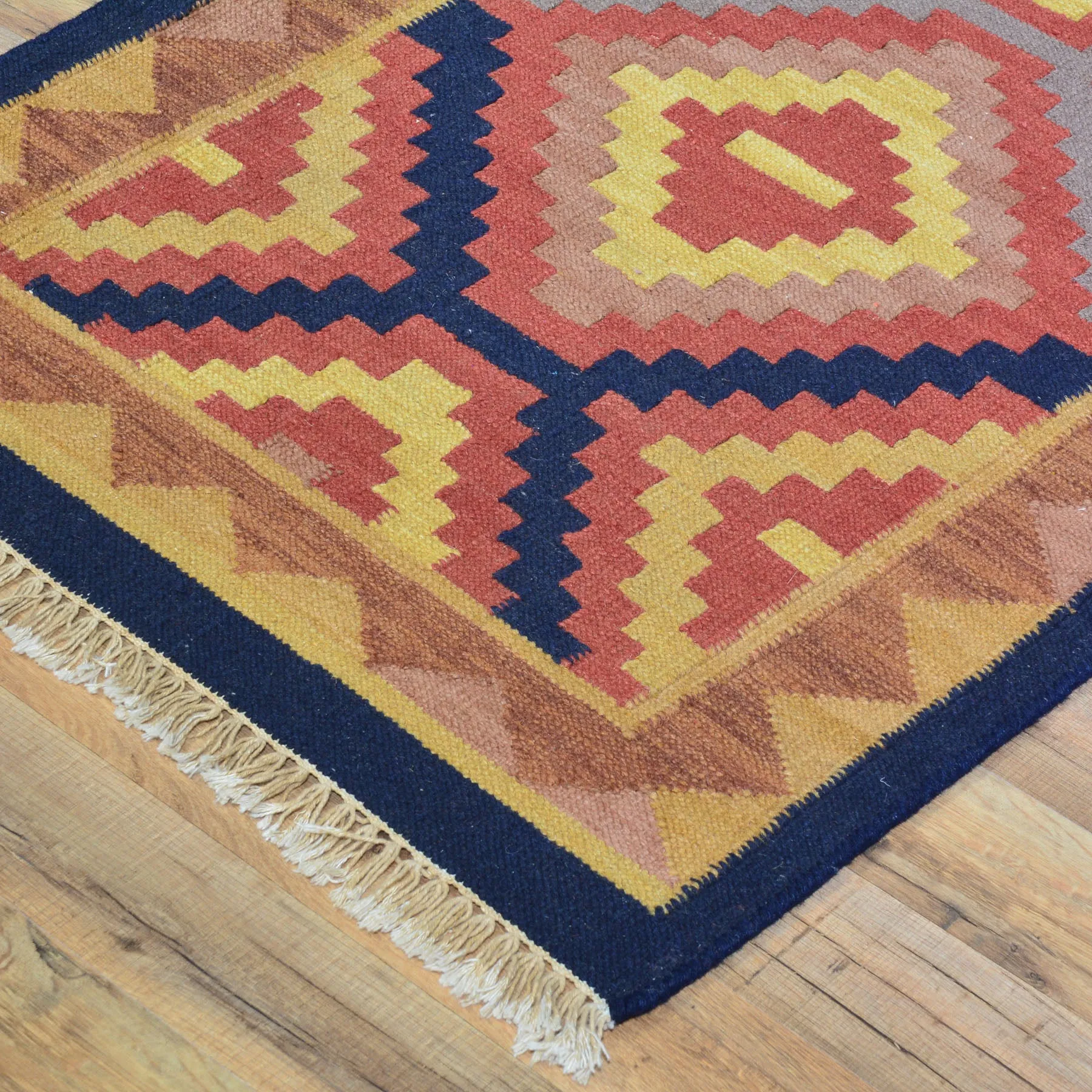 Hand-Woven Southwestern Design Handmade 100% Wool Rug (Size 2.7 X 11.3) Cwral-5082