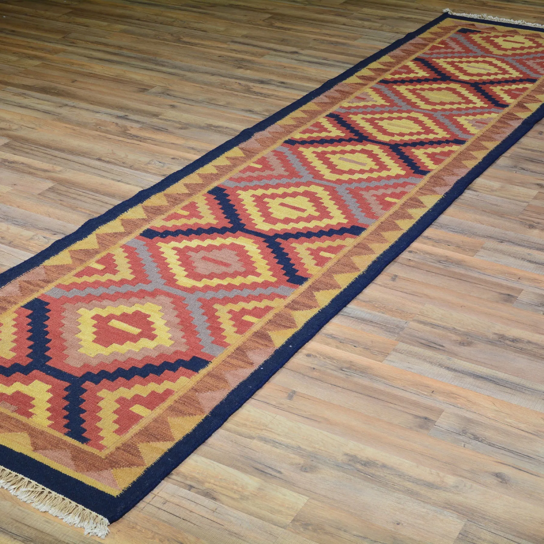 Hand-Woven Southwestern Design Handmade 100% Wool Rug (Size 2.7 X 11.3) Cwral-5082