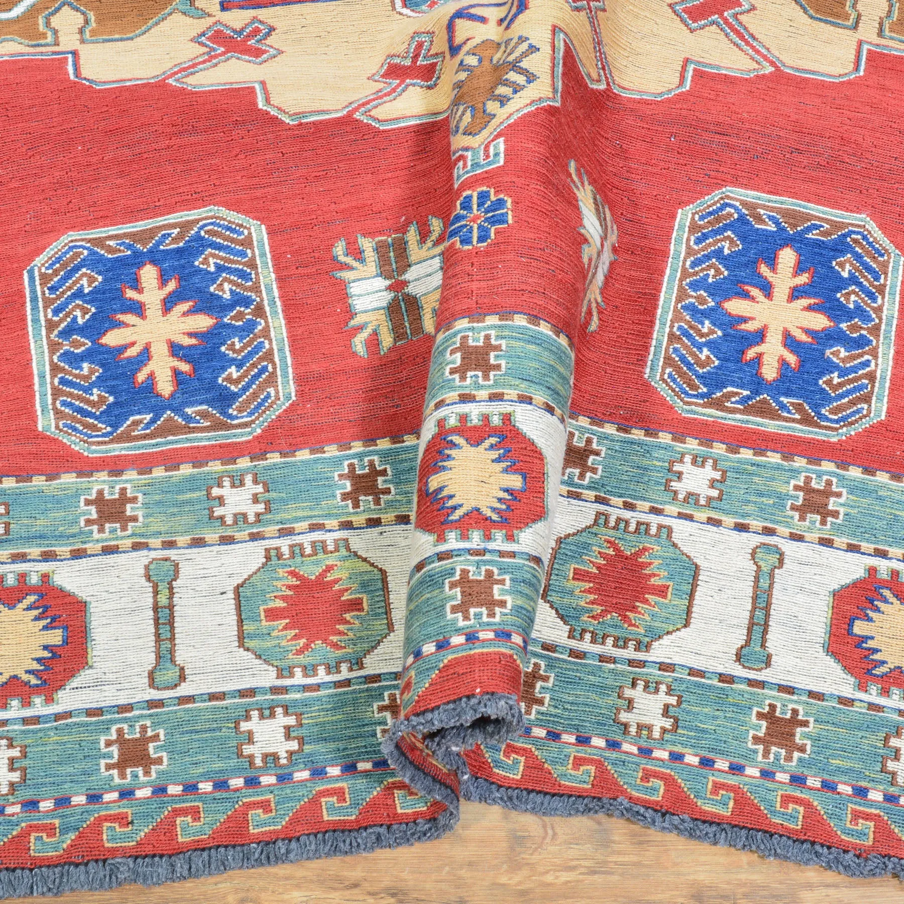 Hand-Woven Tribal Sumak Traditional Oriental Handmade Wool Rug (Size 4.11 X 7.4) Cwral-10137