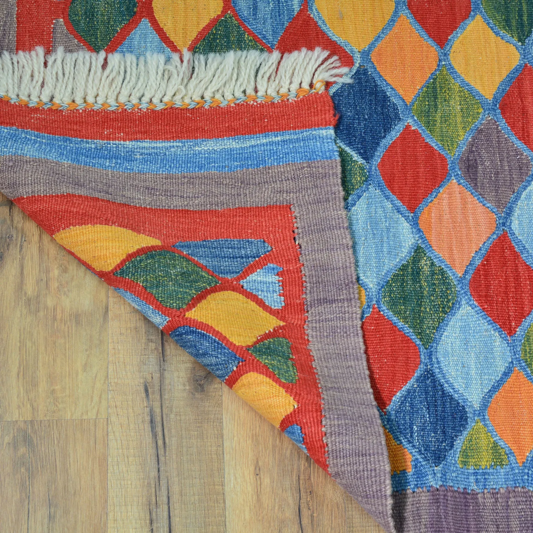 Hand-Woven Turkish Tribal Reversible Wool Oriental Kilim Rug (Size 2.10 X 10.5) Cwral-10233