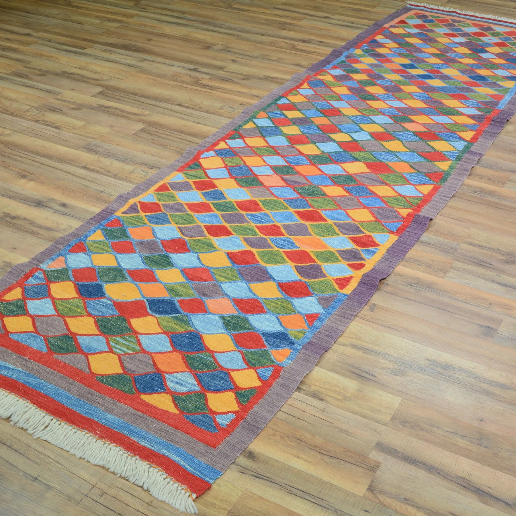 Hand-Woven Turkish Tribal Reversible Wool Oriental Kilim Rug (Size 2.10 X 10.5) Cwral-10233