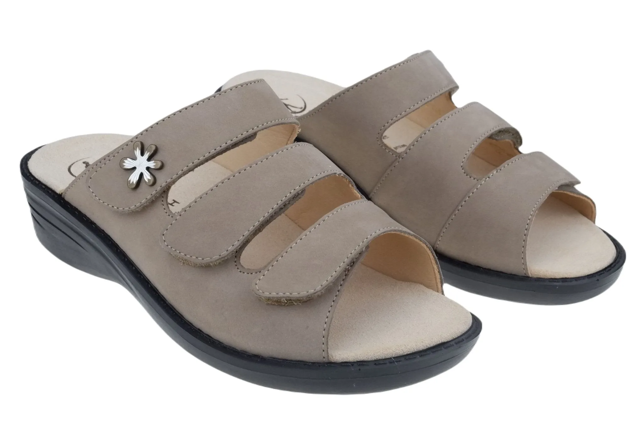 'Hera' women's wide fit (H) straps sllde sandal - taupe