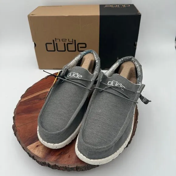 Hey Dudes Wally Stretch Iron Shoe Mens US 9 EU 42 New in Box Comfort Slip On