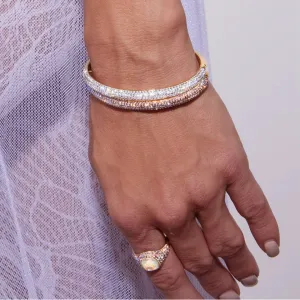 Hillberg & Berk Sterling Silver Gold Plated Ballet Slipper Sparkle Cuff Bacelet