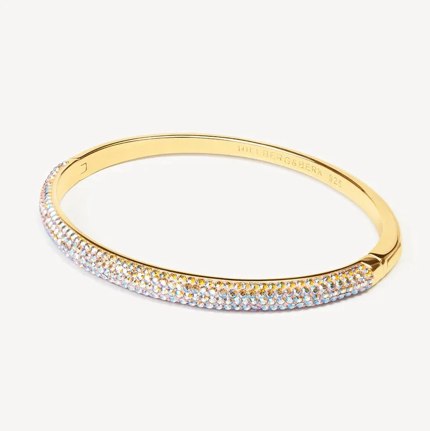 Hillberg & Berk Sterling Silver Gold Plated Ballet Slipper Sparkle Cuff Bacelet