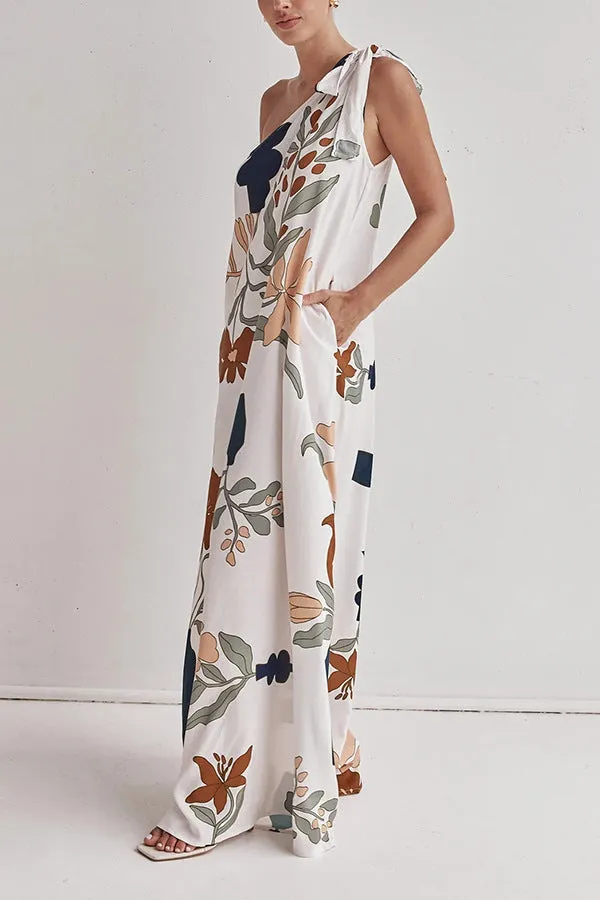 Isla Botanical One-Shoulder Maxi Dress