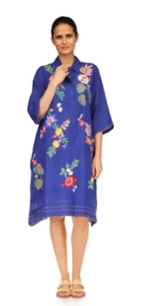 Johnny Was Jeanette Henley Kimono Sleeve Dress with Slip
