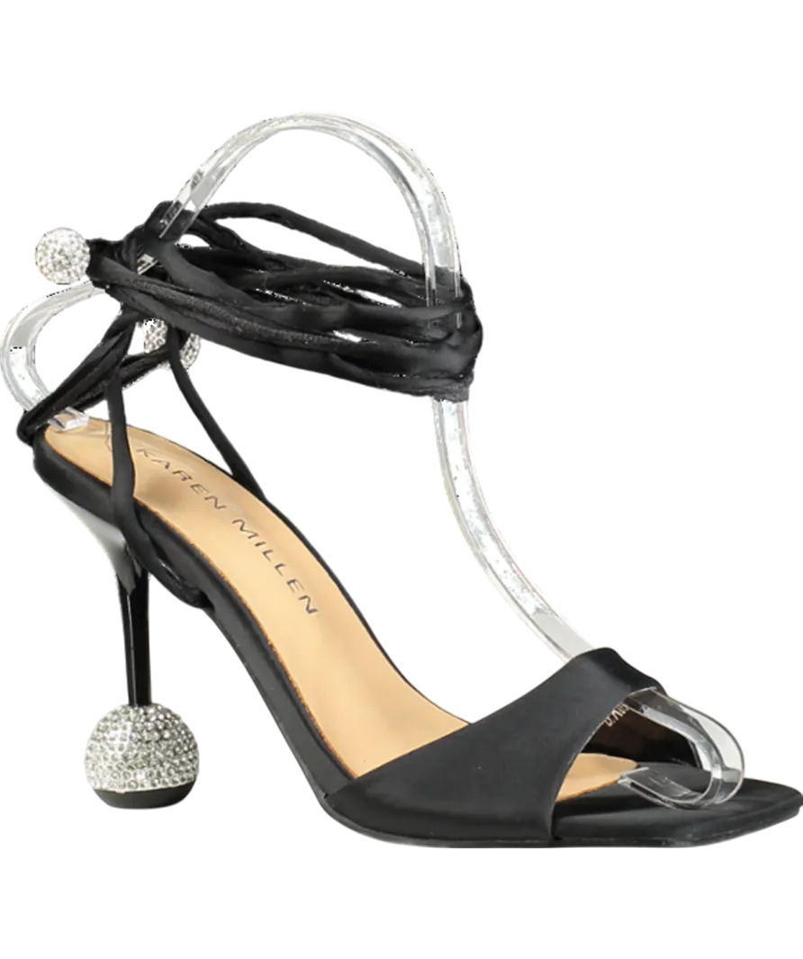 Karen Millen Black Crystal Ball Strappy Heel UK 3 EU 36 👠
