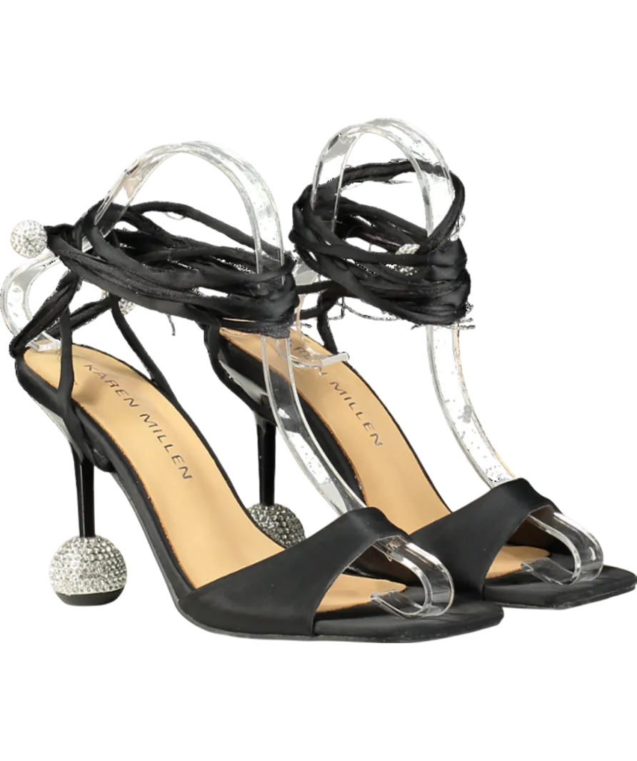 Karen Millen Black Crystal Ball Strappy Heel UK 3 EU 36 👠
