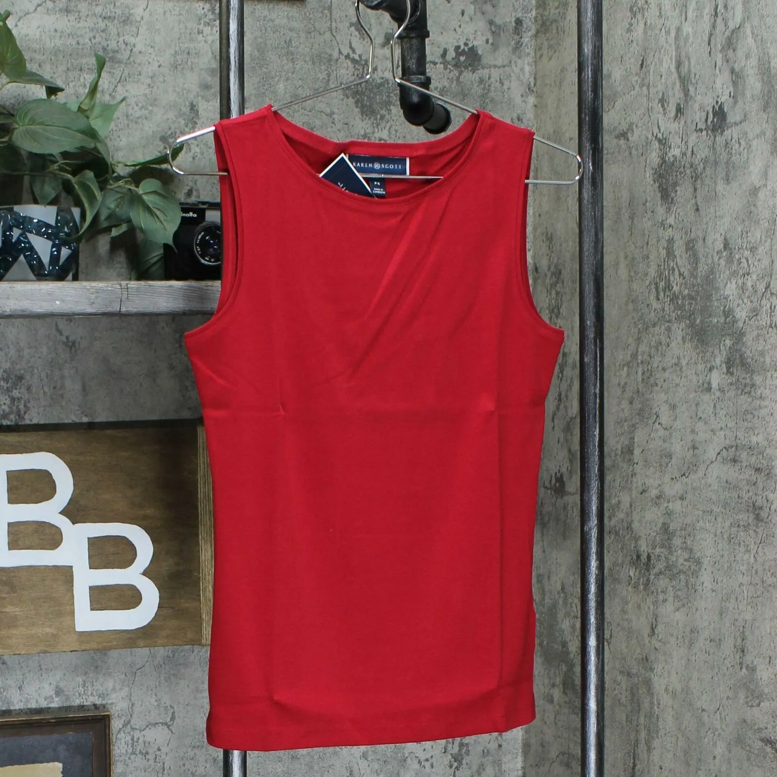 Karen Scott Petite Cotton Boat Neck Tank Top