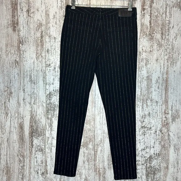 KARL LAGERFELD PARIS Women's Mid Rise Slim Leg Metallic-Stripe Jeans Sz 10