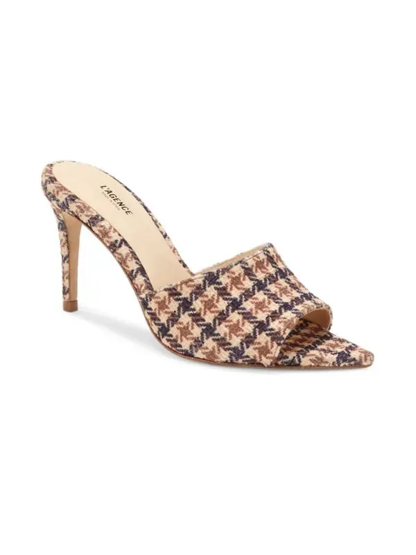 L'AGENCE Lolita Houndstooth Heel Mules