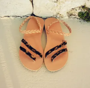 Leopard leather sandals
