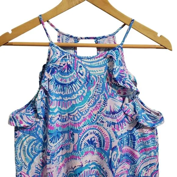 Lilly Pulitzer Billie Pima Cotton Ruffle Halter Dress Size Small