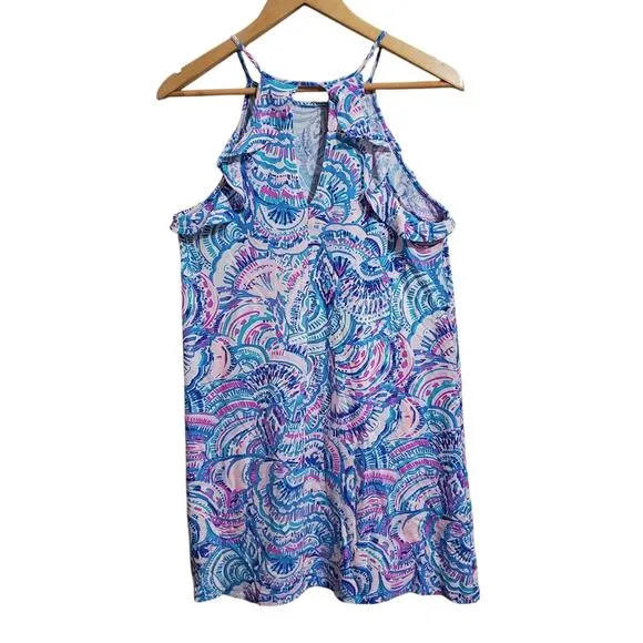 Lilly Pulitzer Billie Pima Cotton Ruffle Halter Dress Size Small