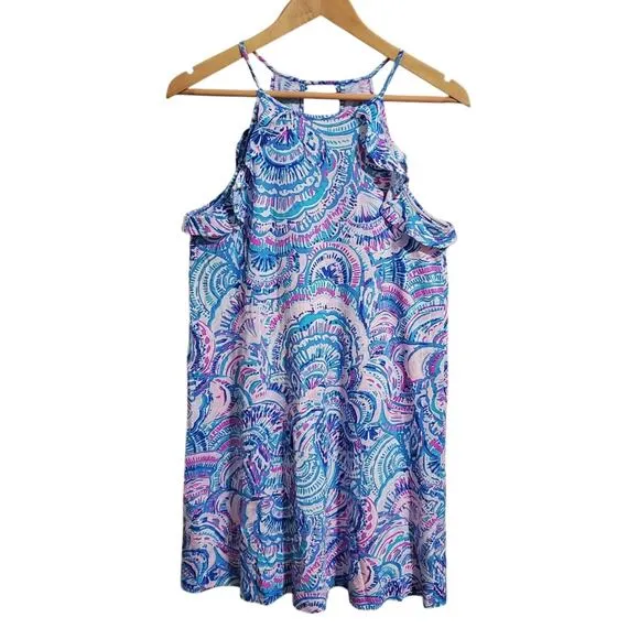 Lilly Pulitzer Billie Pima Cotton Ruffle Halter Dress Size Small
