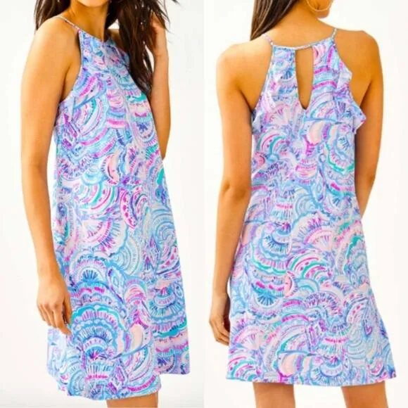 Lilly Pulitzer Billie Pima Cotton Ruffle Halter Dress Size Small