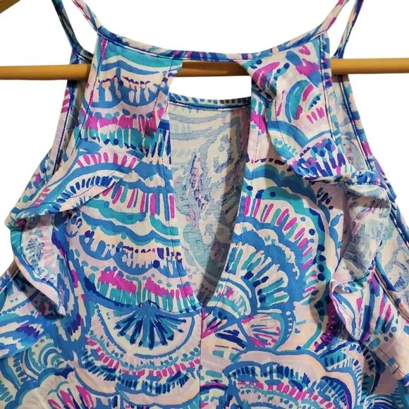Lilly Pulitzer Billie Pima Cotton Ruffle Halter Dress Size Small